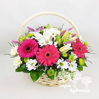 Корзина гербер и лилий