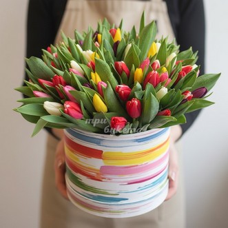 101 тюльпан в коробке