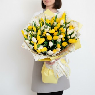 101 желтый и белый тюльпан