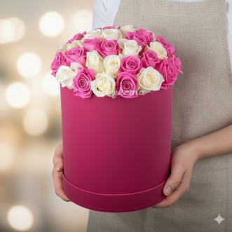 33 розы в коробке