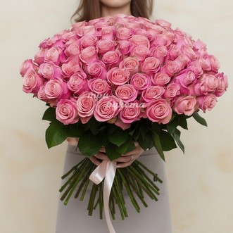 101 розовая роза (Premium) 60 см