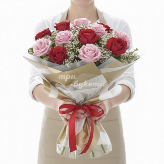 Букет из 13 разноцветных роз