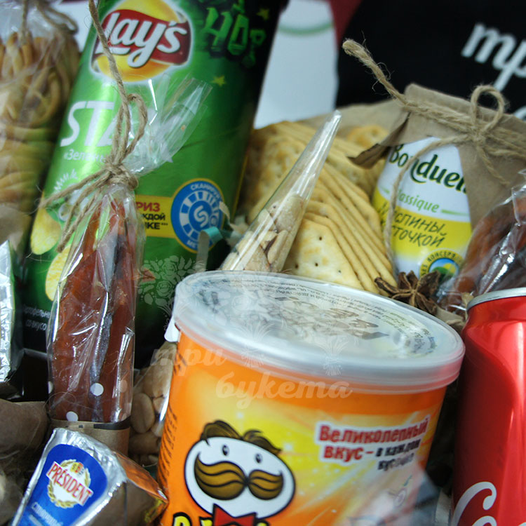 Корзина к пенному для любимого (вид вблизи)